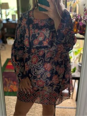 Red Camel Black Paisley Blouse